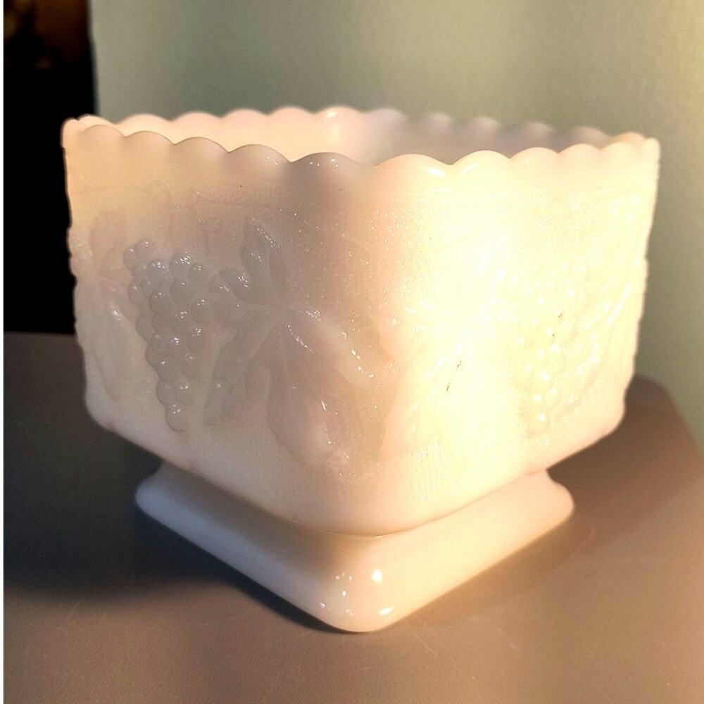 845. Vintage Milk Glass Footed Candy Dish or Planter